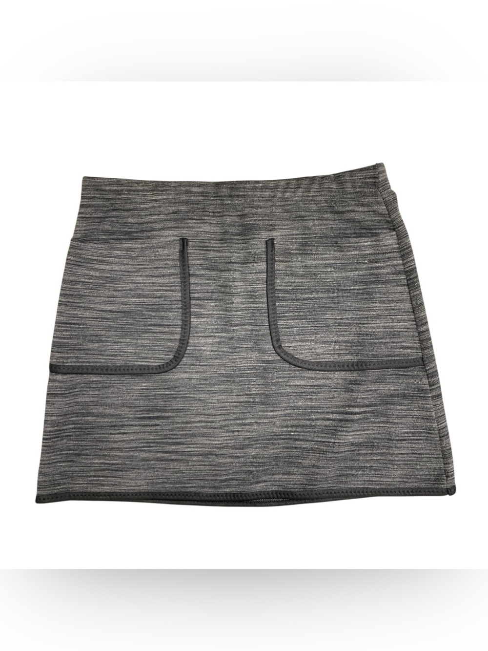 Max Studio Gray Marled Knit Mini Skirt with Front Pockets Size L